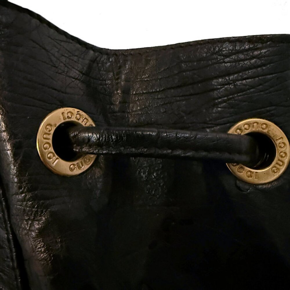Vintage GUCCI Black Ostrich Skin Backpack Handbag with Bamboo Accents - Picture 10 of 15